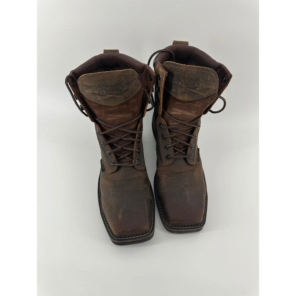 Justin Mens SE462 Leather Composite Square Toe Work Boots EH Rated Size 9.5D‎
